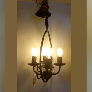 Luxury Retro 4-Light Candle Chandelier Iron Semi-Flush Ceiling Fixture for Indoor Living Room Dine-in Corridor and Hotel Room Decor