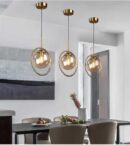 Modern Decorative Chandelier Glass Pendant Light with Iron Ring for Living Room and Home Interiors