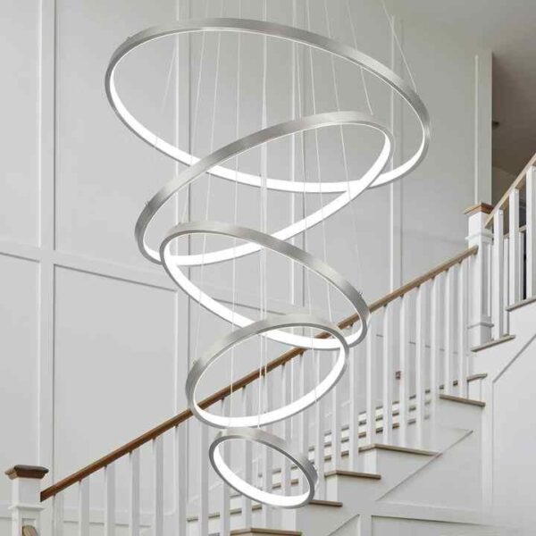 Modern Duplex Circle LED Chandelier Stairs Decoration Nordic Lights Luxury Chandeliers Ceiling for Villa - Image 4