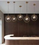 Modern Decorative Chandelier Glass Pendant Light with Iron Ring for Living Room and Home Interiors