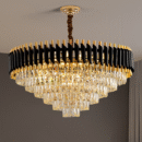 Round Indoor Nordic Modern Crystal Luxury Black Gold Hanging Lights Home Chandelier Pendant Light Lamp 800mm
