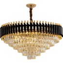Round Indoor Nordic Modern Crystal Luxury Black Gold Hanging Lights Home Chandelier Pendant Light Lamp 800mm