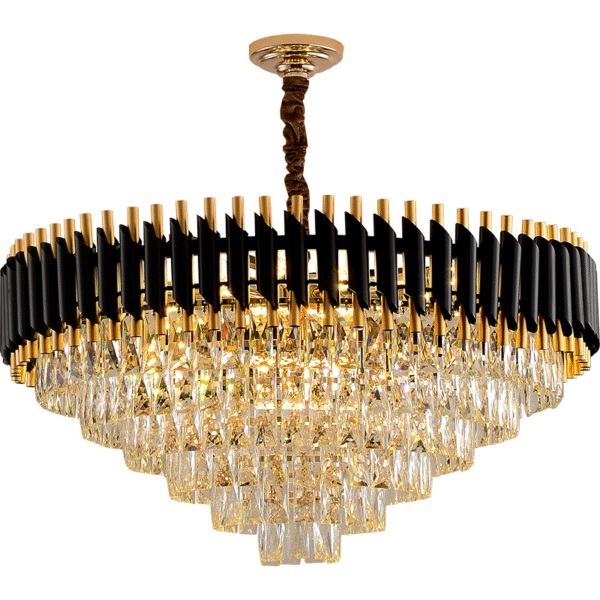 Round Indoor Nordic Modern Crystal Luxury Black Gold Hanging Lights Home Chandelier Pendant Light Lamp 800mm - Image 3