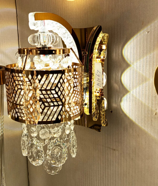Gold Color Crystal Wall Lamp for Living Room Decorative Surface Mounted Reading LED Wall Light