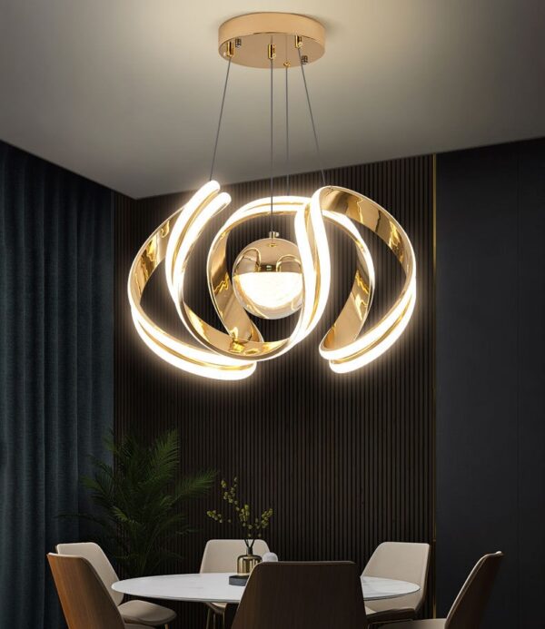 Modern Style Dining Room Pendant Lamp Creative Gold Bedroom Living Room LED Chandelier - Image 3