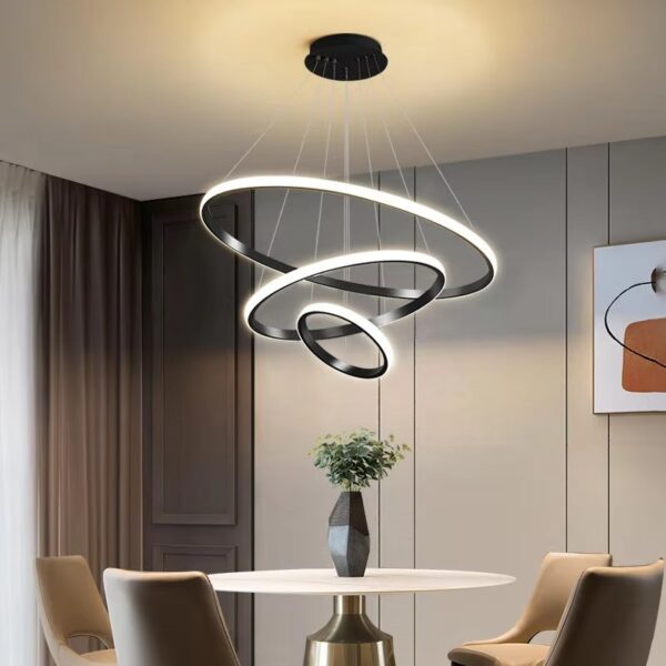LED Ring Restaurant Chandelier Three Color Dimming Chandelier for Bedroom Living Room Eye Protection Chandelier - Image 3