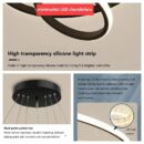 LED Ring Restaurant Chandelier Three Color Dimming Chandelier for Bedroom Living Room Eye Protection Chandelier